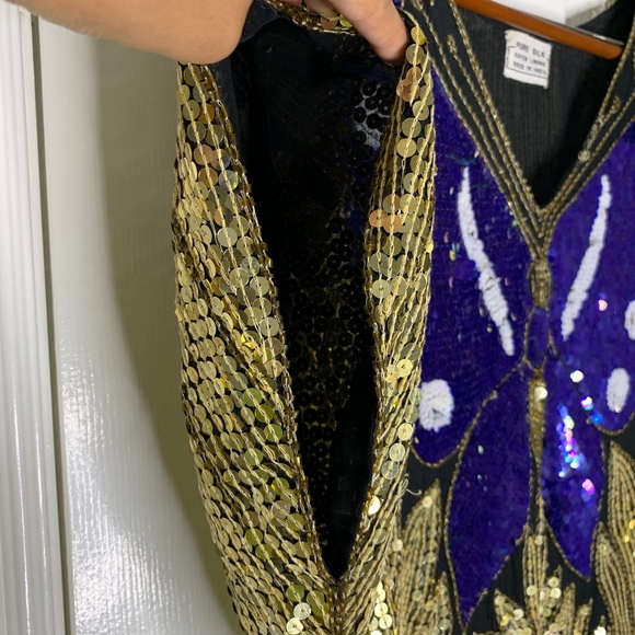 Vintage Pure Silk Sequin Butterfly Top - Picture 5 of 8